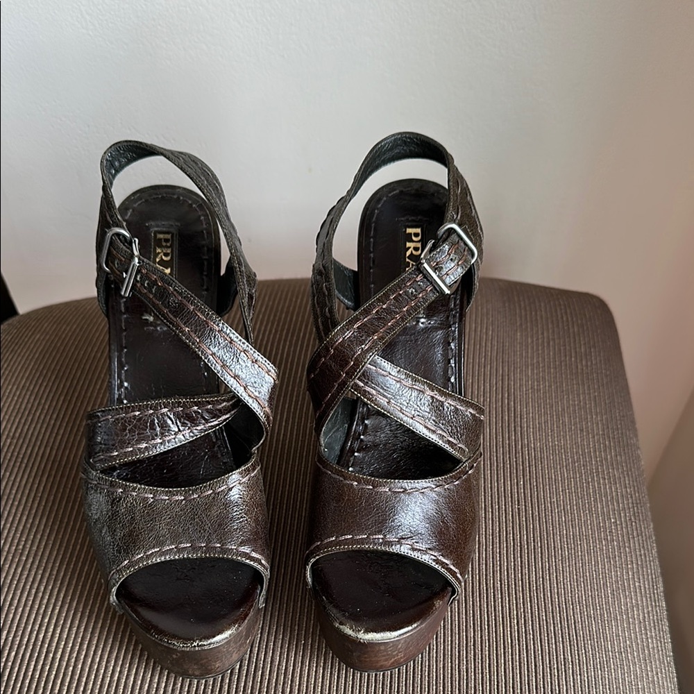 Prada Women's Brown Leather Sandals